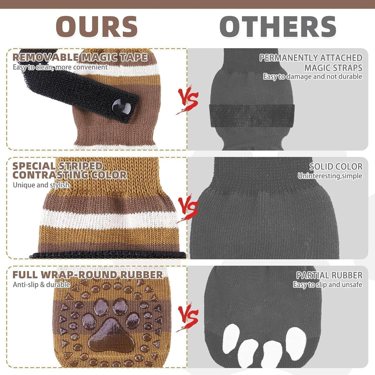 Calcetines Antideslizantes para Perros KOOLTAIL, 3 Pairs SM