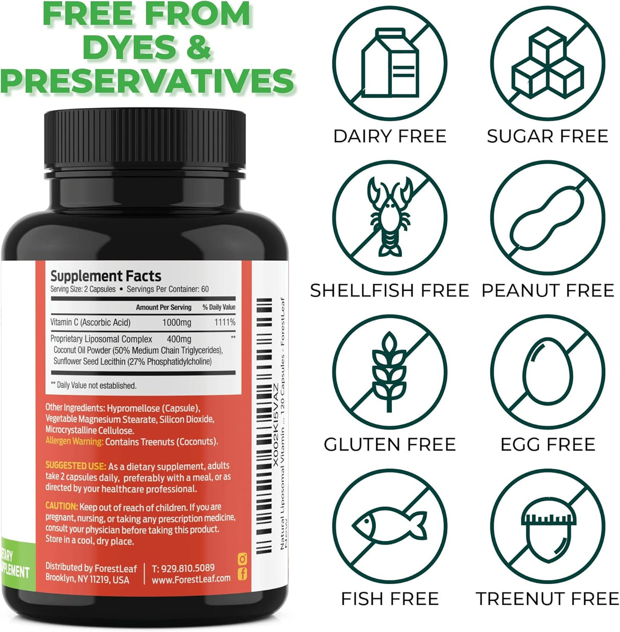 Suplementos Vitamina C liposomal 1000 mg con aceite MCT