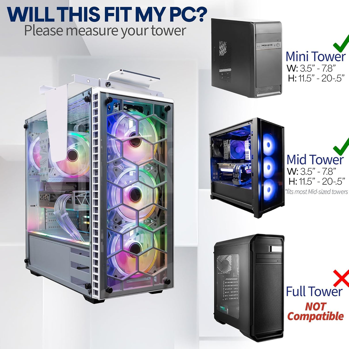 Soporte Ajustable para CPU VIVO, 3.5-7.8 in, MOUNT-PC01W