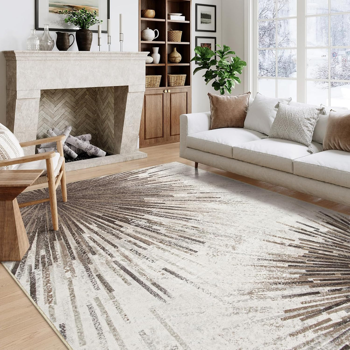 Alfombra moderna para sala de estar ultrafina, Gris Lahome