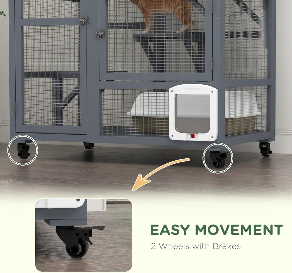 Casa para Gatos Grande PawHut, Enclosure de Madera 39