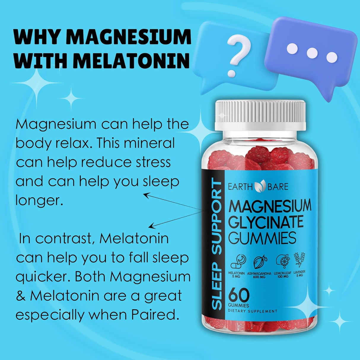 Gomitas de glicinato de magnesio, 120 extra fuerte