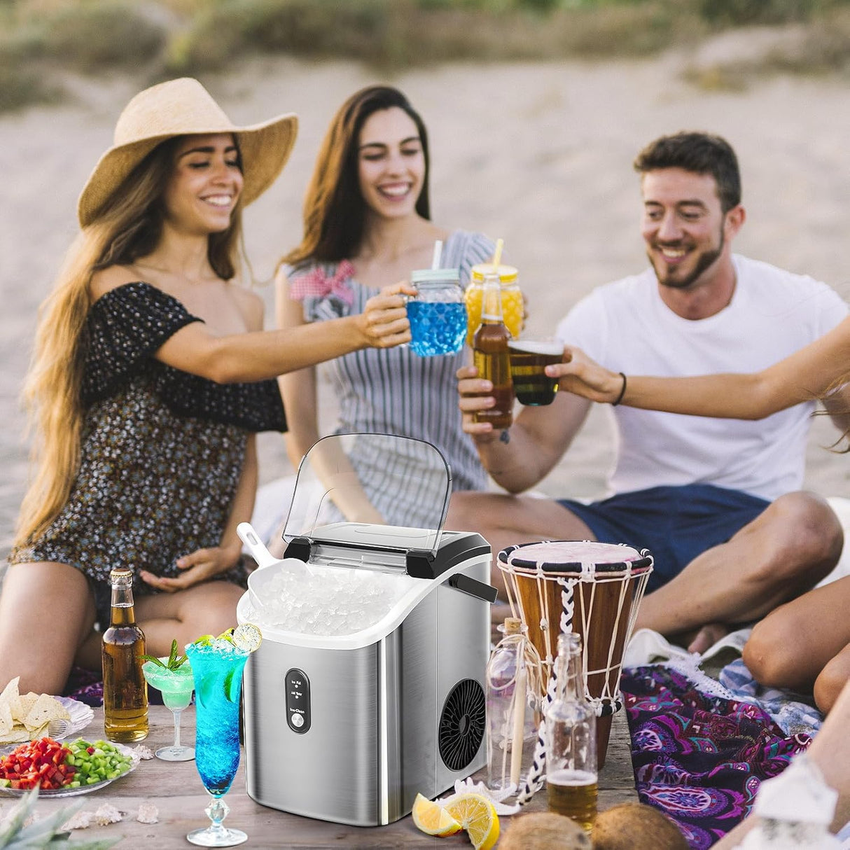 Máquina de Hielo Nugget, portátil, auto-limpiante, 34Lbs/24H