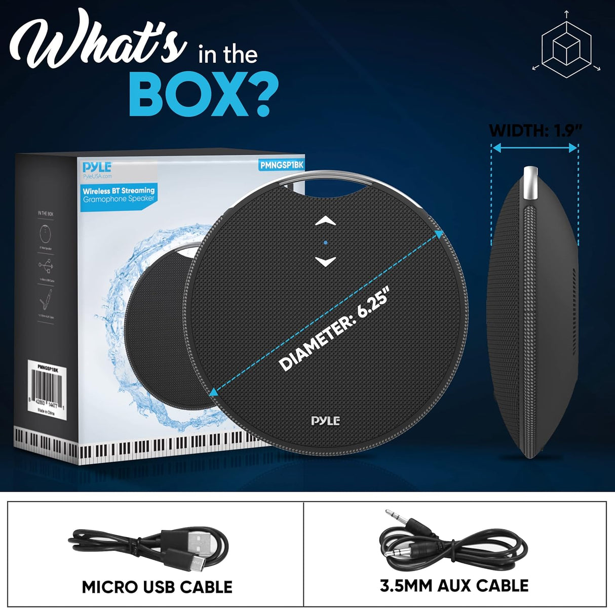 Parlante Portátil  Bluetooth magnético PYLE-HOME PMNGSP1BK