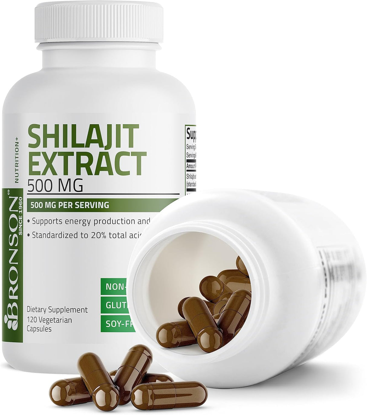 Suplemento Bronson Extracto de Shilajit de 500 mg 60 cáp