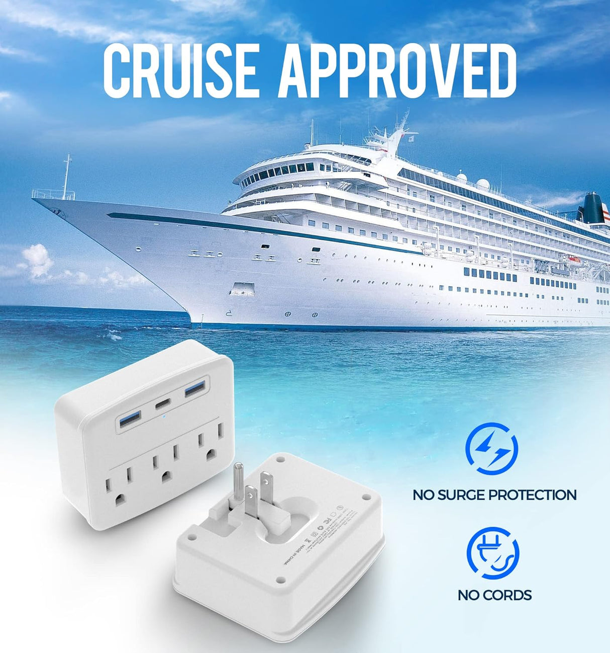 Regleta de alimentación de crucero plegable sin sobretensiones c