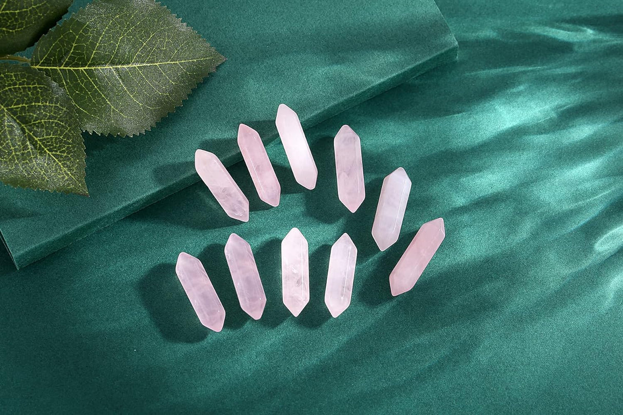 Juego de Cristales de Cuarzo Rosa para Meditación y Reiki
