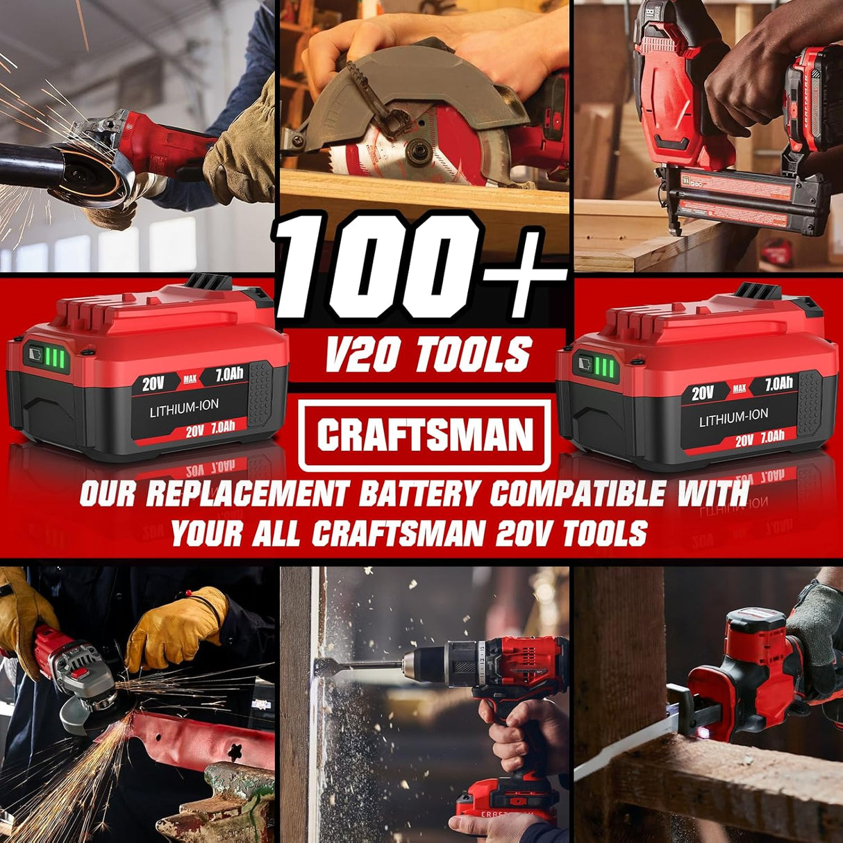 Batería 7.0Ah y Cargador Craftsman 20V, CMCB202 y más