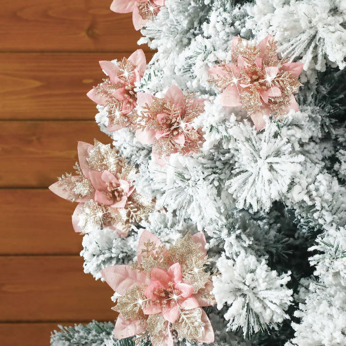 36 Pzs Poinsettias Artificiales con Clips para Decoraciones Navidad