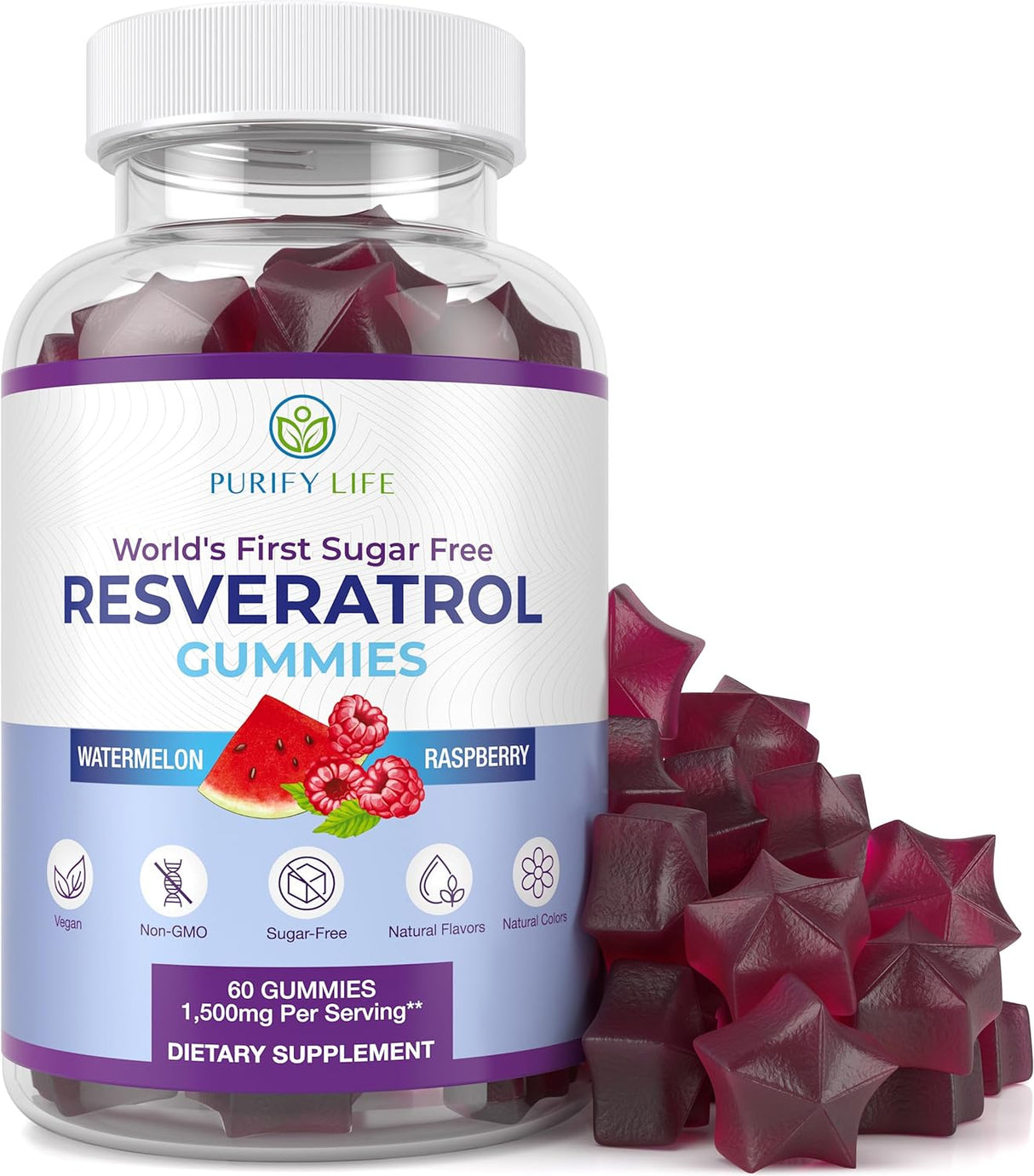Suplemento Gomitas de resveratrol sin azúcar 1500 mg 60 un