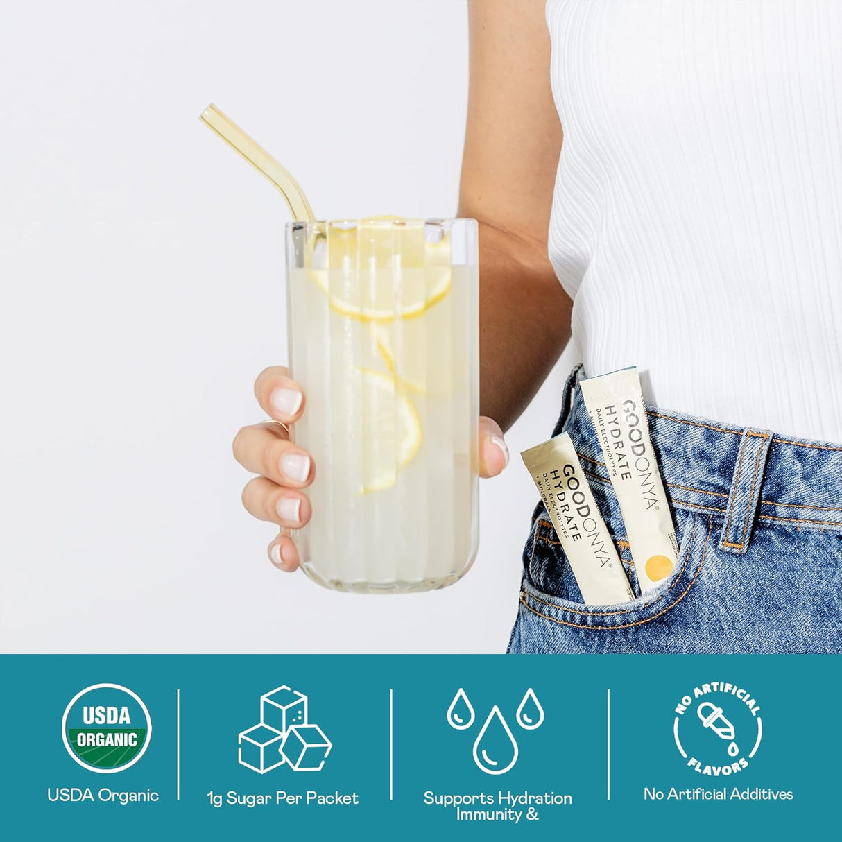 Electrolitos en polvo GOODONYA | Orgánico, bajo en azúcar | 12 sobres
