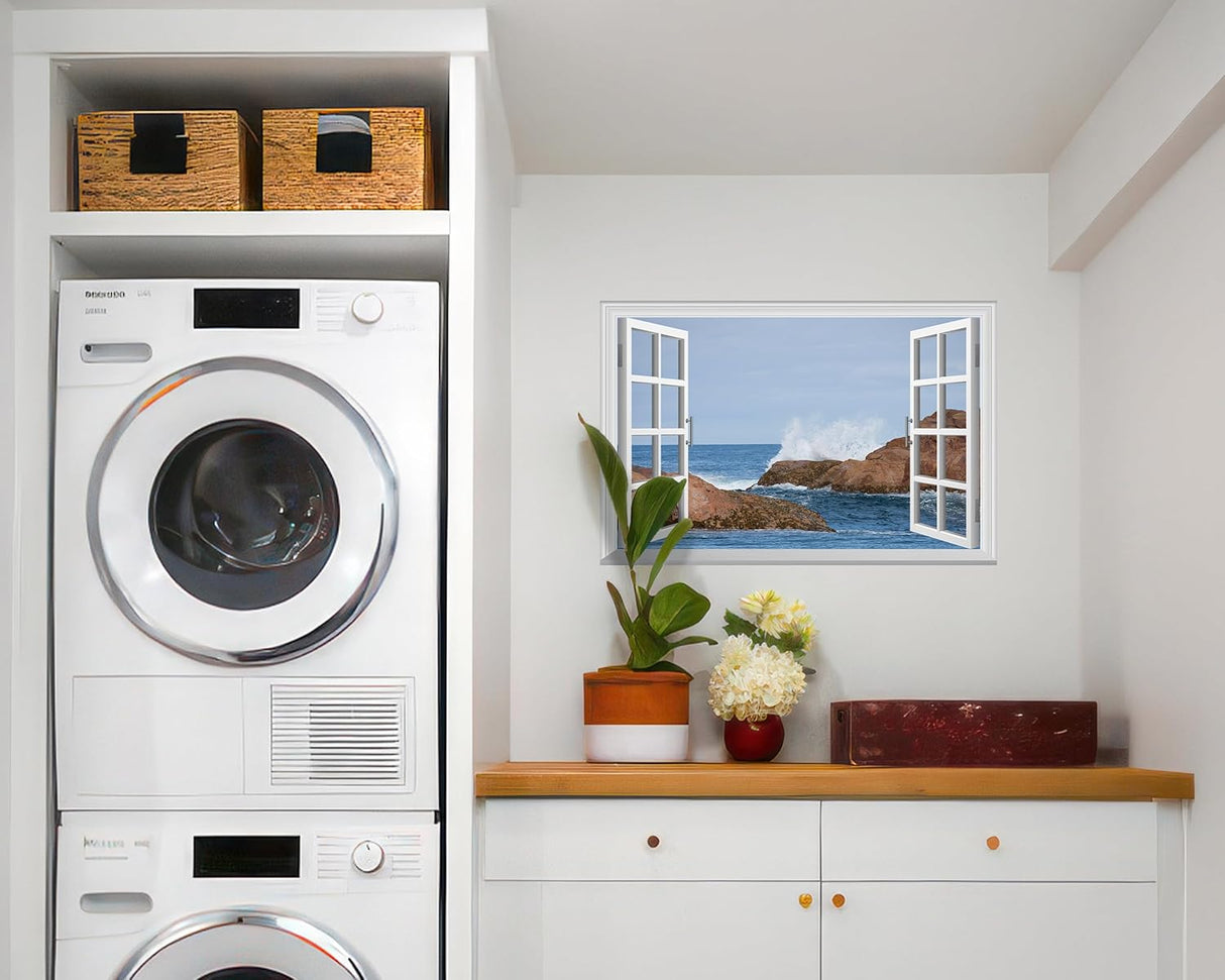 Adhesivo de pared falso para ventana de pared de arrecife