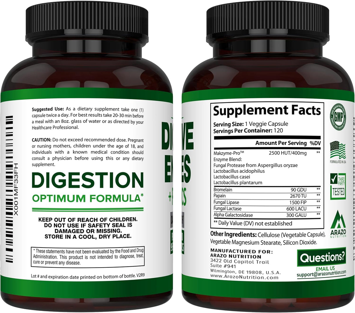 Suplemento Enzimas digestivas con probióticos Acidophilus