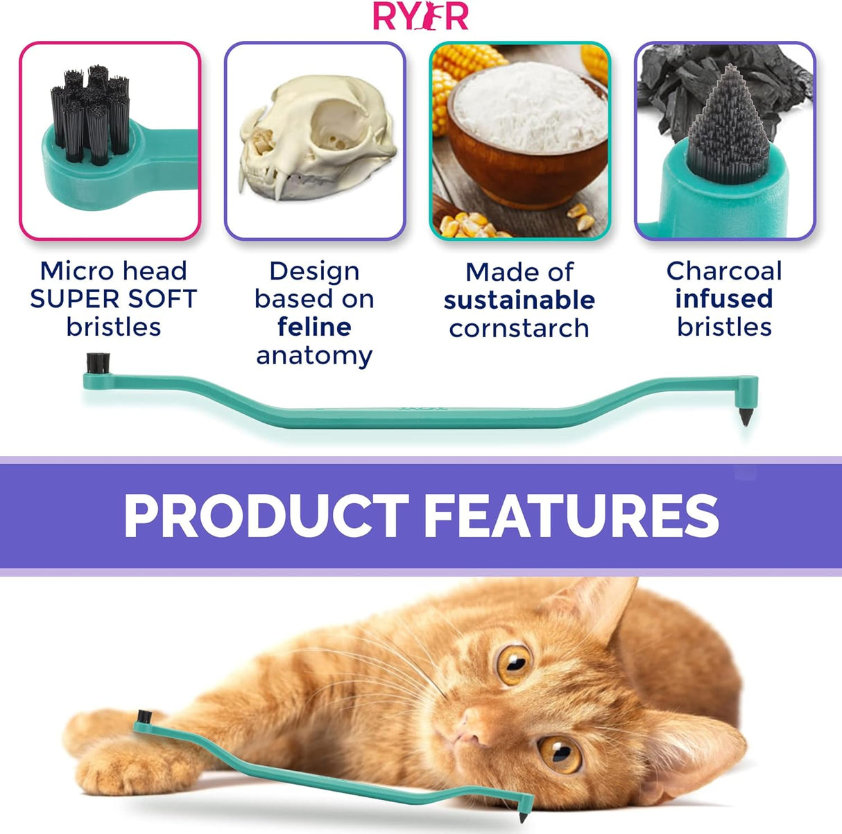 Cepillo de dientes para gatos con microcabeza