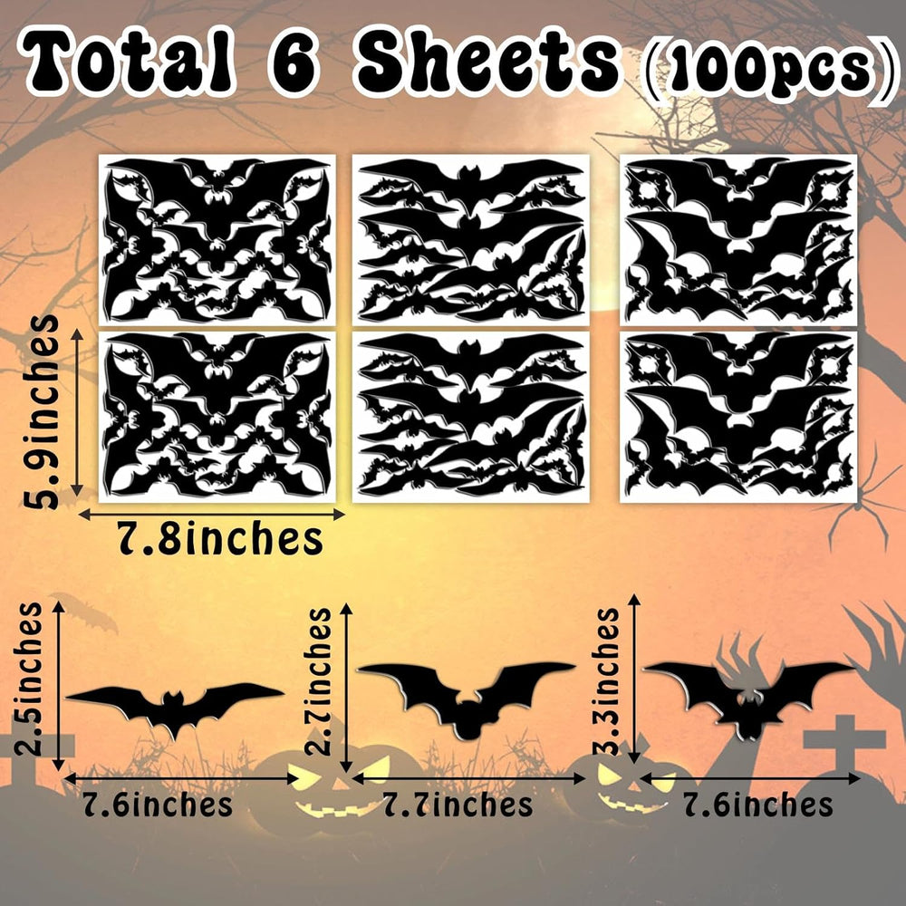 Stickers de Murciélago 3D Halloween, Decoración Removible