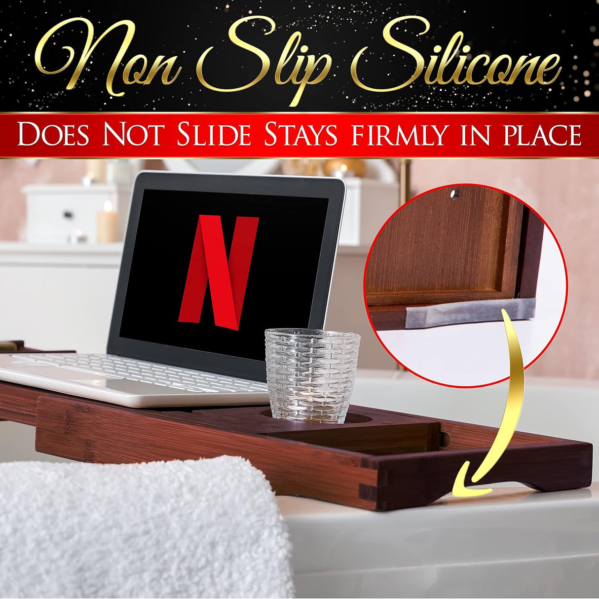 Organizador de bañera de bambú SERENELIFE SLBCAD29B