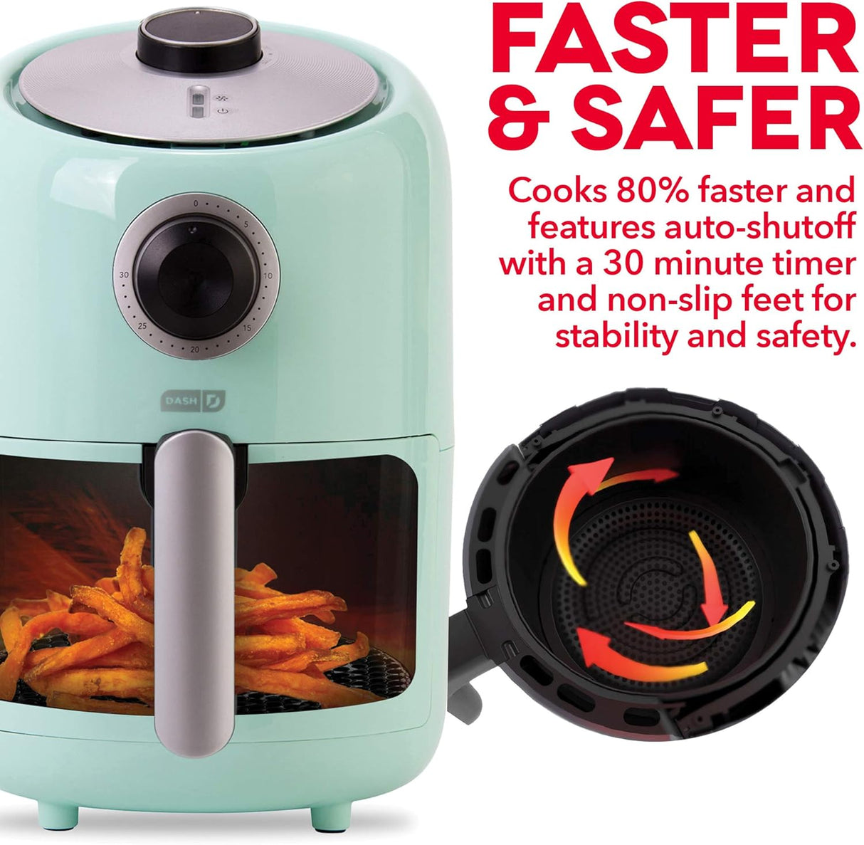 Freidora de Aire Compacta DASH, 2 Qt, Control de Temperatura