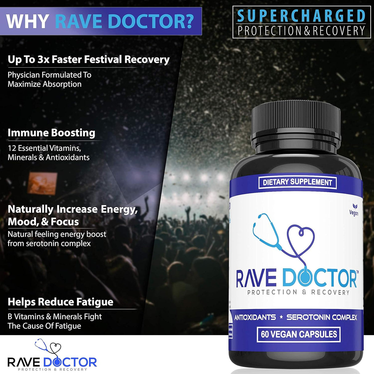 Suplementos Rave Vitamins Gear 5HTP Rave 60 capsulas