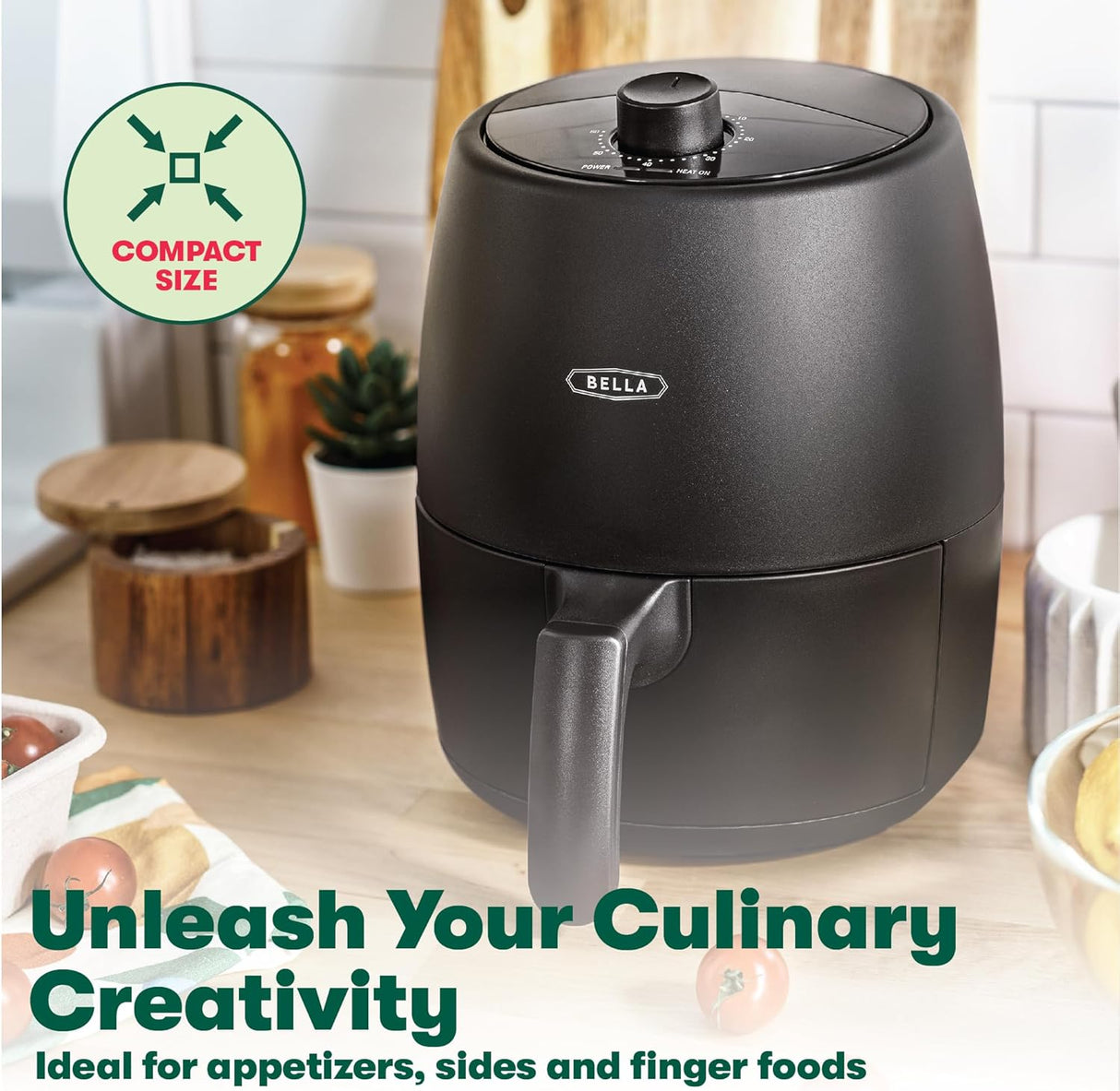 Freidora de Aire Manual BELLA 2 qt, 5 en 1, 1200W, Modelo 2 qt