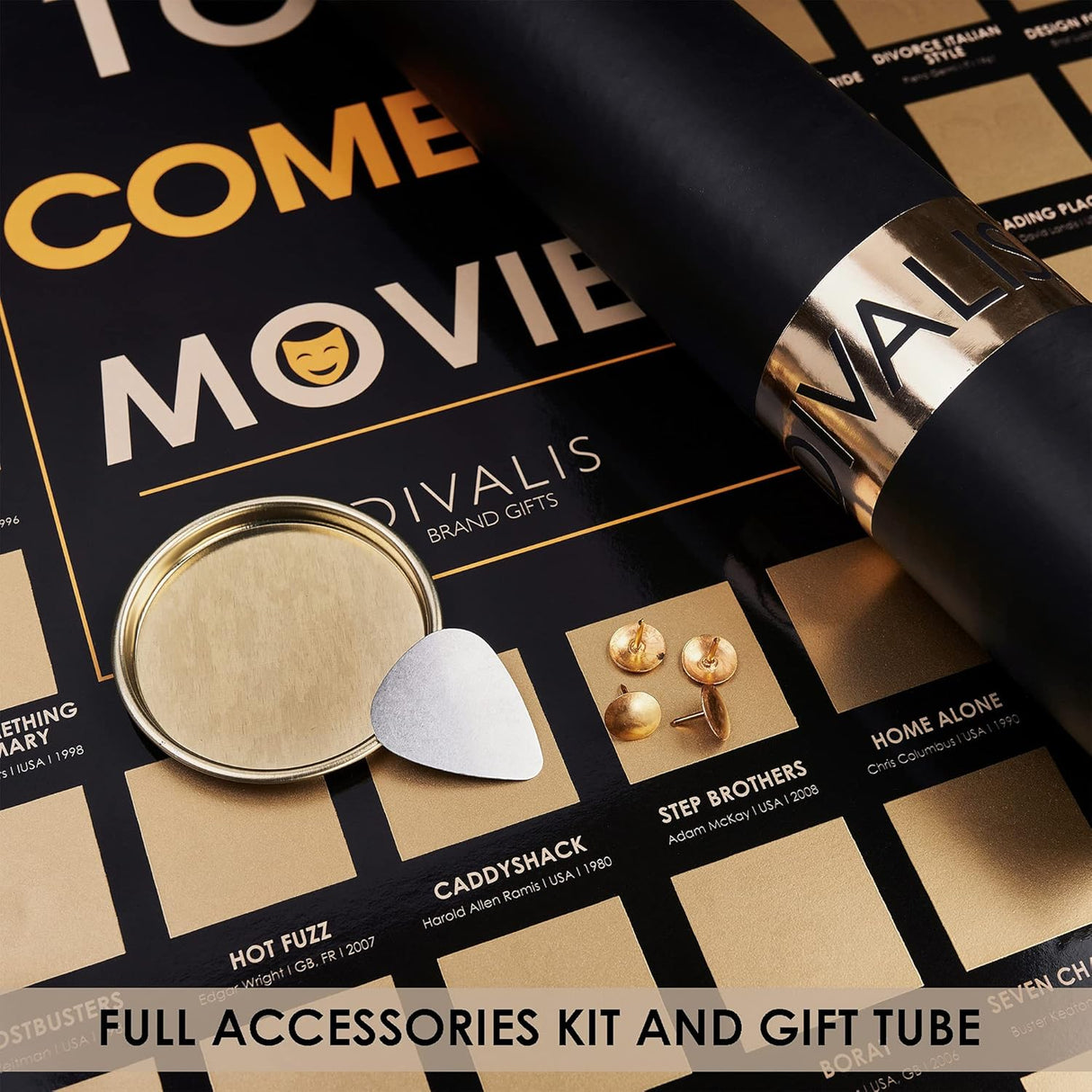 Póster Rascable de 100 Películas de Comedia: Lista de Deseos