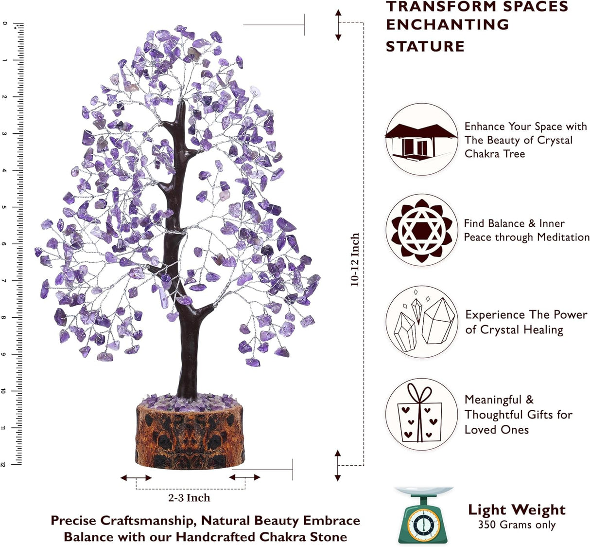 Árbol de cristales de amatista, árbol de los chakras