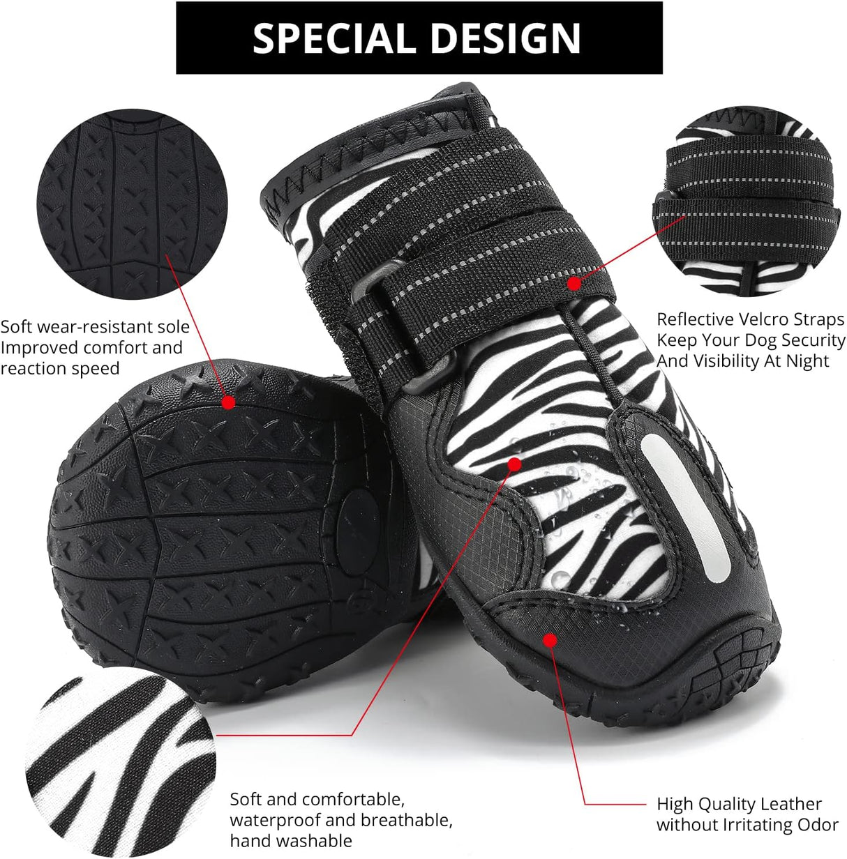 Botas impermeables para perros, botines para perros para pavimento caliente con suela antideslizante resistente y reflectante, zapatos para perros pequeños, medianos y grandes, 35 unidades