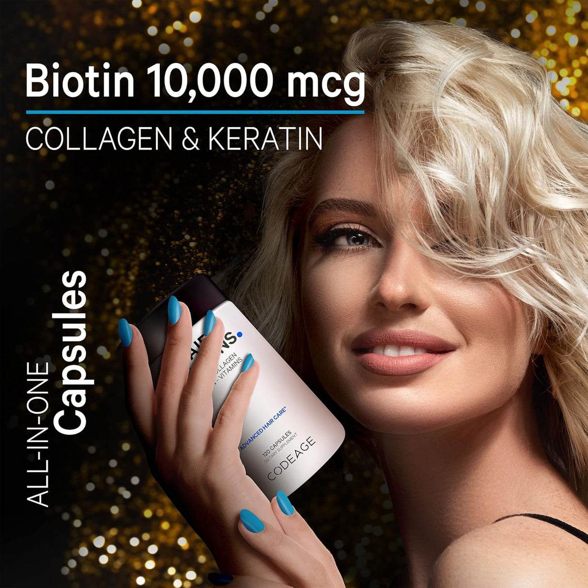 Suplementos Vitaminas para el cabello 10000 mcg de biotina