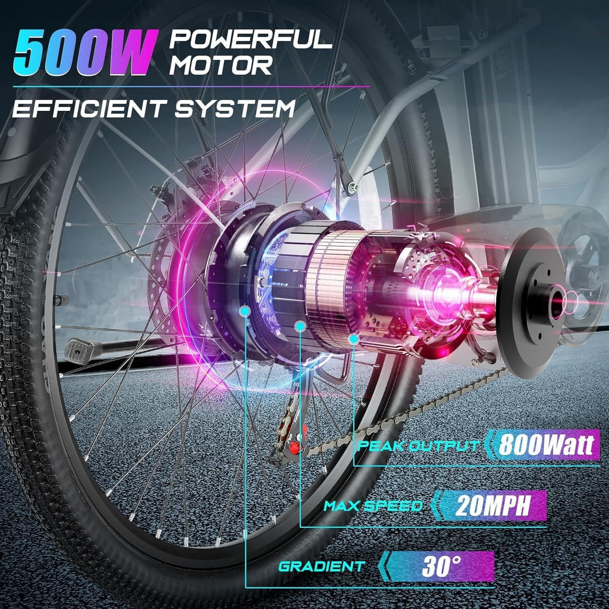 Bicicleta Eléctrica Vivi 750W, 50 millas, Control de Crucero