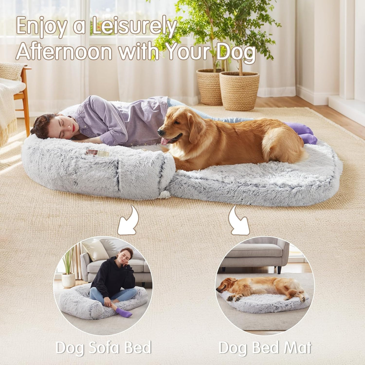 Cama para humanos y perros YAEM, plegable y lavable, 74x44