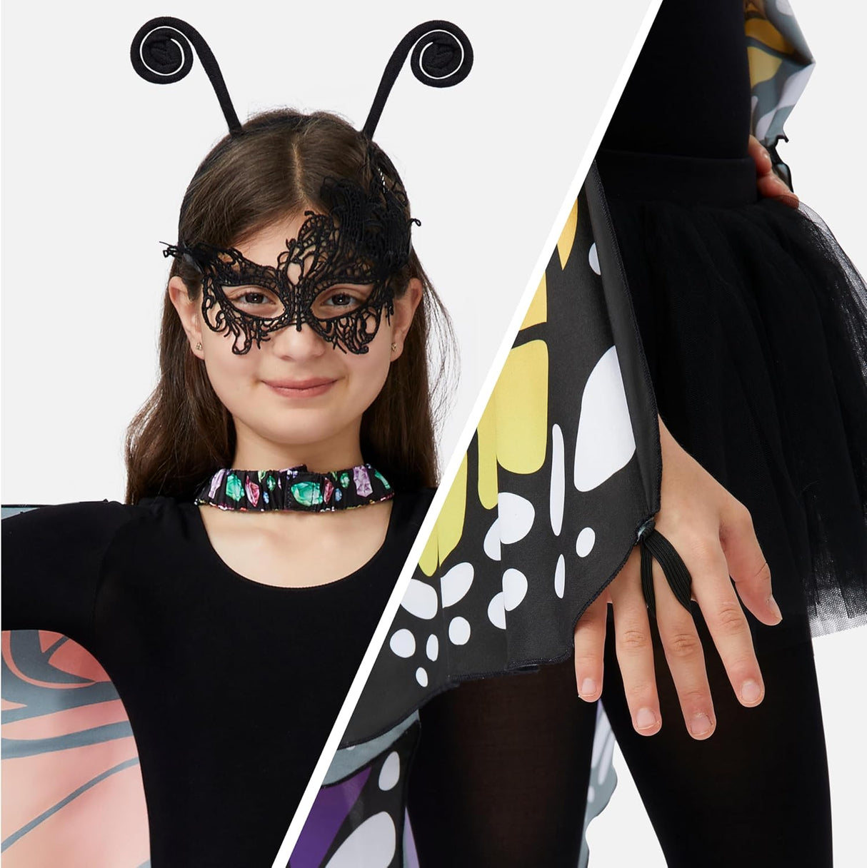 Disfraz con mascara de mariposa para niñas, Spooktacular Creations, con máscara y diadema.