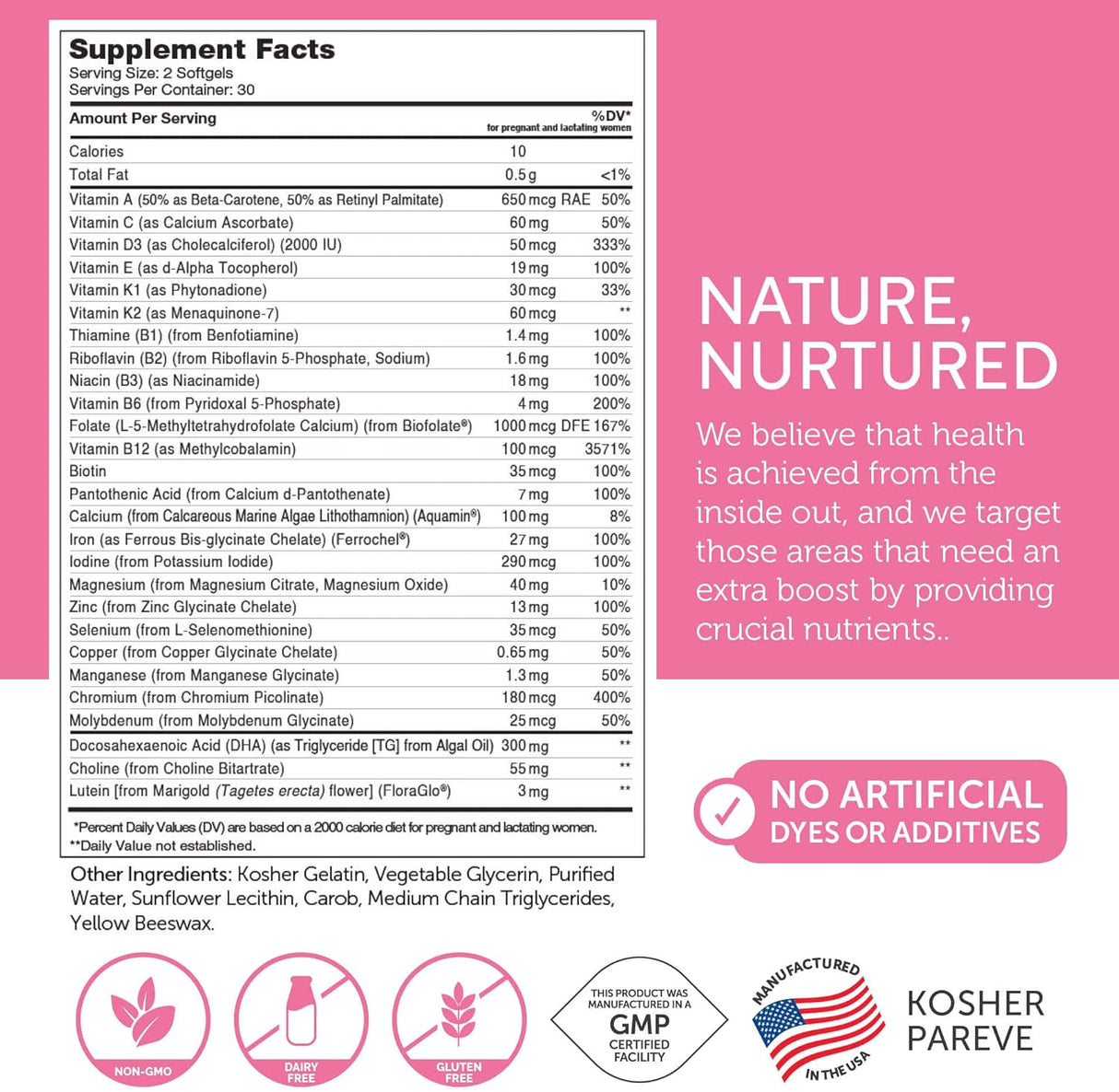 Suplemento multivitamínico de DHA Zahler Prenatal premium