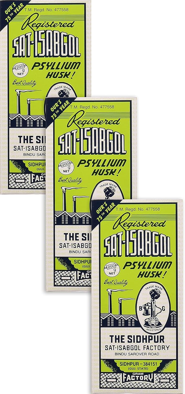 Psyllium Husk (Sat-Isabgol) 200g 3 Paquetes - Fibra Saludable