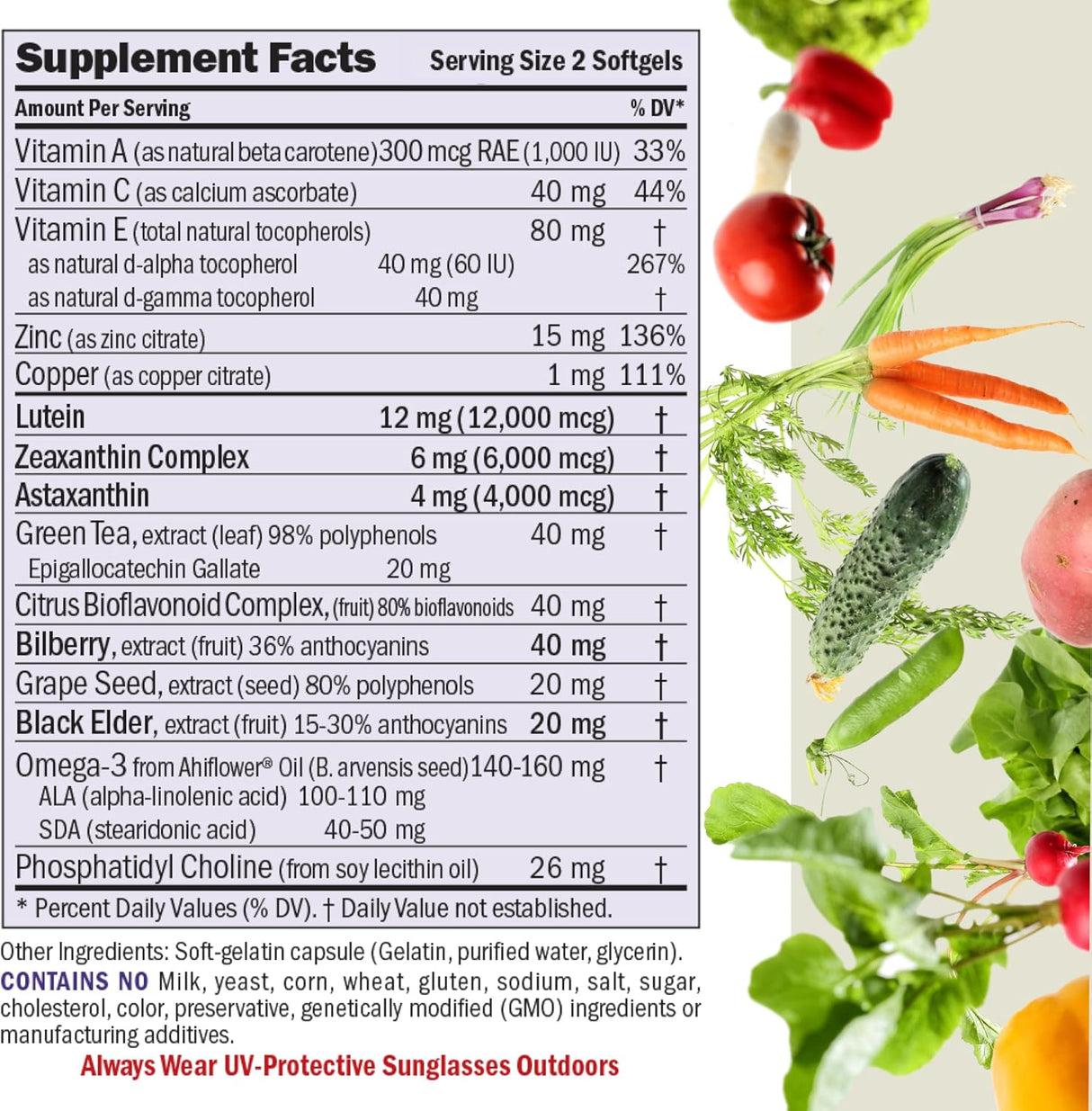 Suplemento ocular Andrew Lessman, 60 gelatinas, sin aditivos