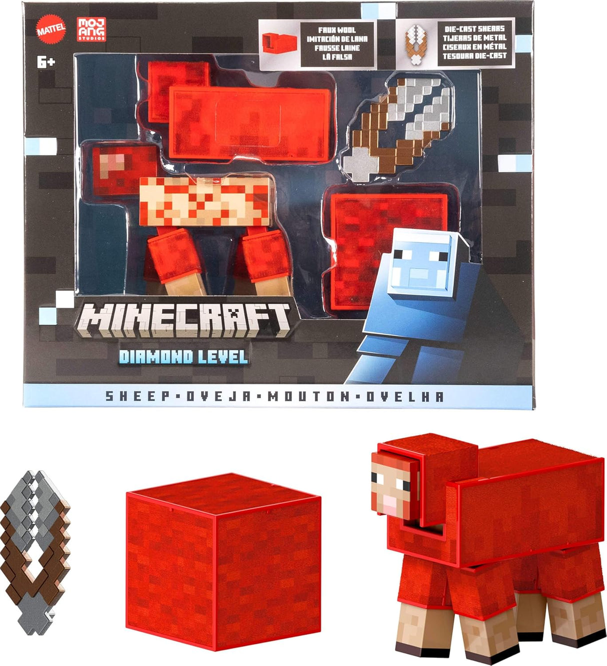 Figura de acción oveja Minecraft Mattel con accesorios, escala 5.5