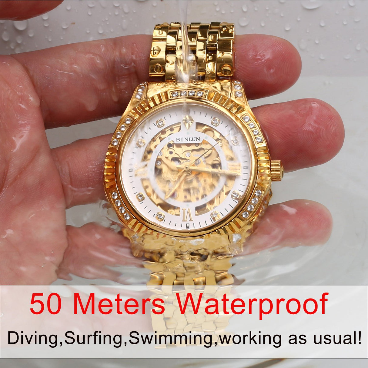 Relojes de lujo con esqueleto de oro automático