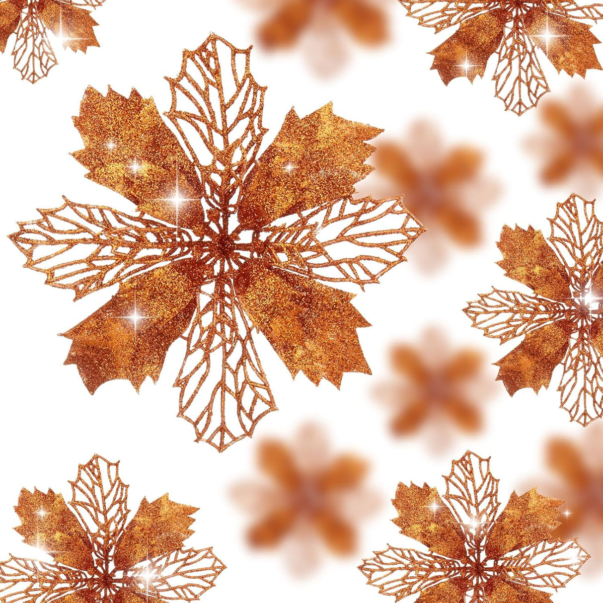 Flores Poinsettia Artificial 16 Pcs - Wironlst Decoraciones Navidad