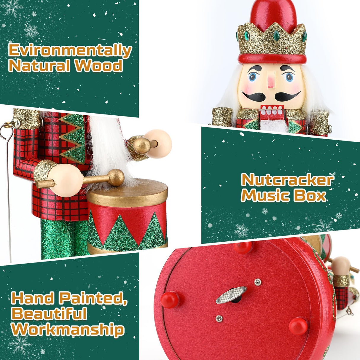 Figuras de Nuez Biupky 12 con Caja de Música y Reloj