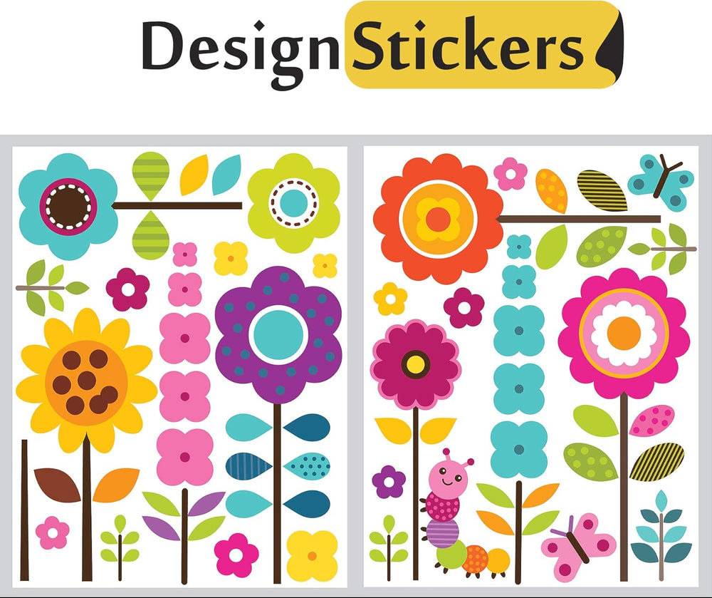 Stickers de Pared Florales para Niños - 27 Clings con Regalo