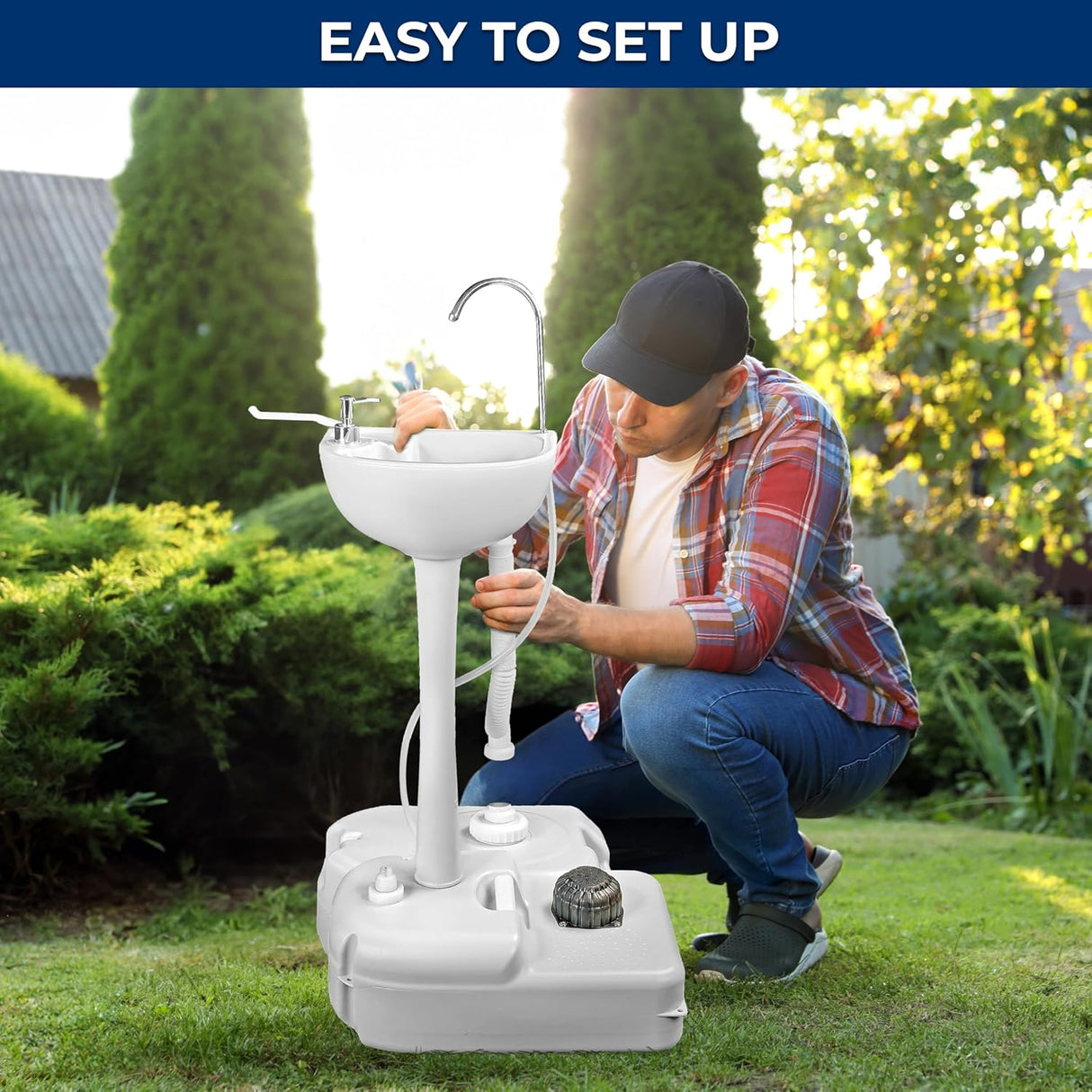 Fregadero portátil SereneLife 17L, bomba pie, 24L residuos