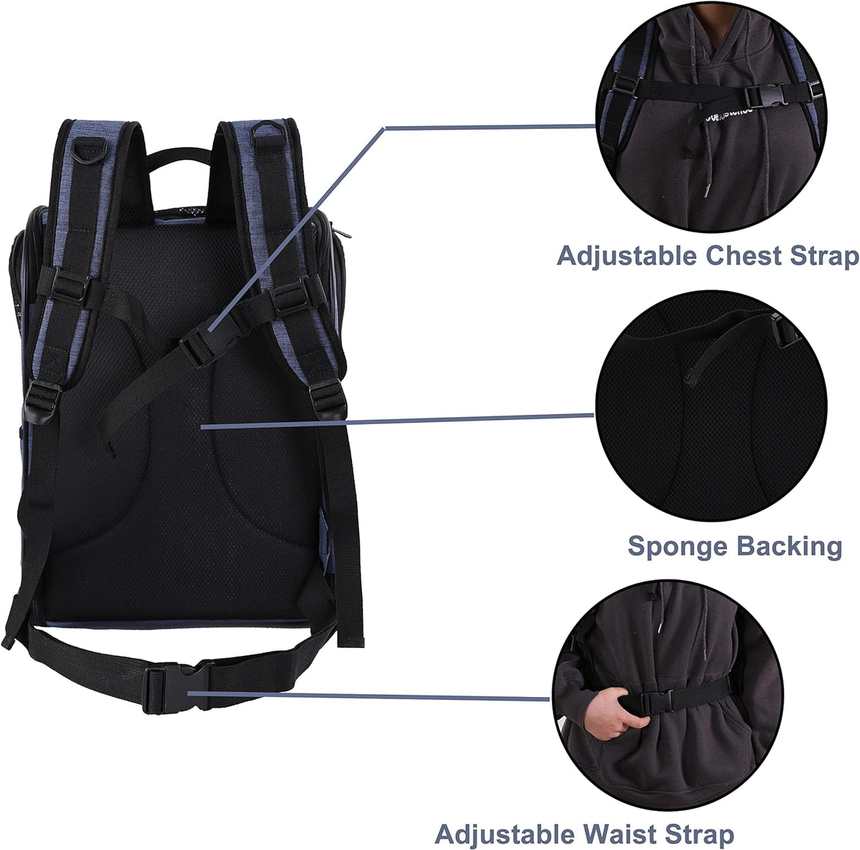 Mochila para llevar gatos con respaldo acolchado de viajes