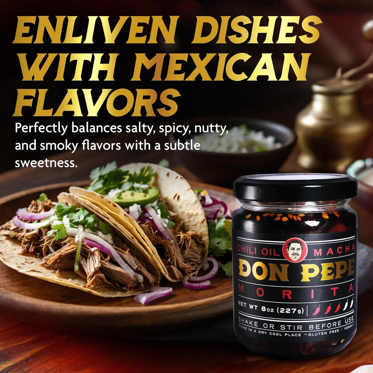 Salsa Macha DON PEPE, Chiles Morita, Ajo, Vegano, 227 g