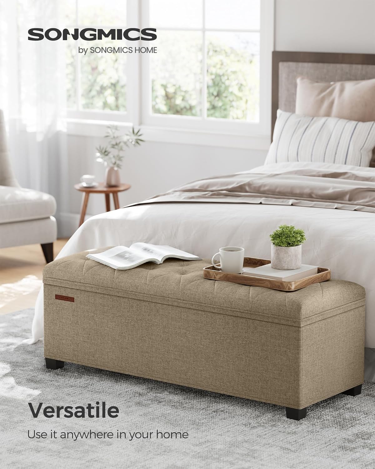 Ottomán de almacenamiento, banco con patas, carga 660 lb, ULSF088R01