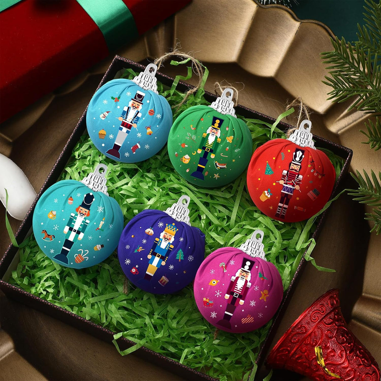 12 Adornos de Navidad Nutcracker - 12 Piezas, Diseño Envuelto