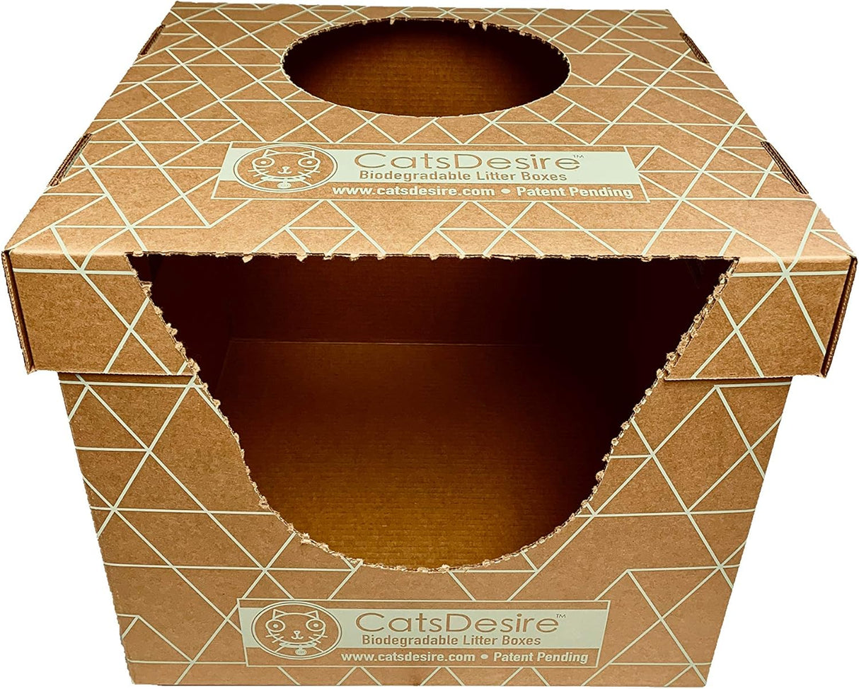 Caja de arena biodegradable de entrada superior o lateral