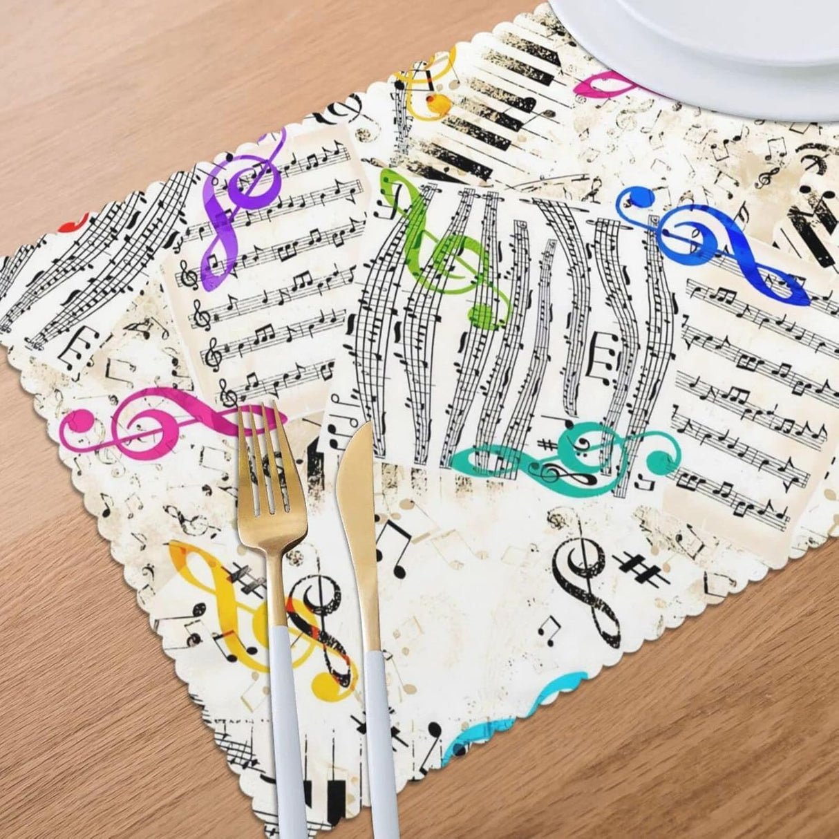 Manteles Individual Notas Musicales Antideslizantes 12x18 Pulgadas
