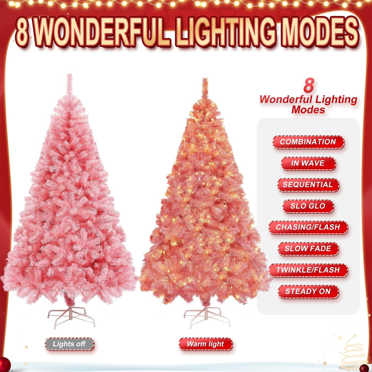 Árbol de Navidad Artificial de 6 pies con luces LED y modos