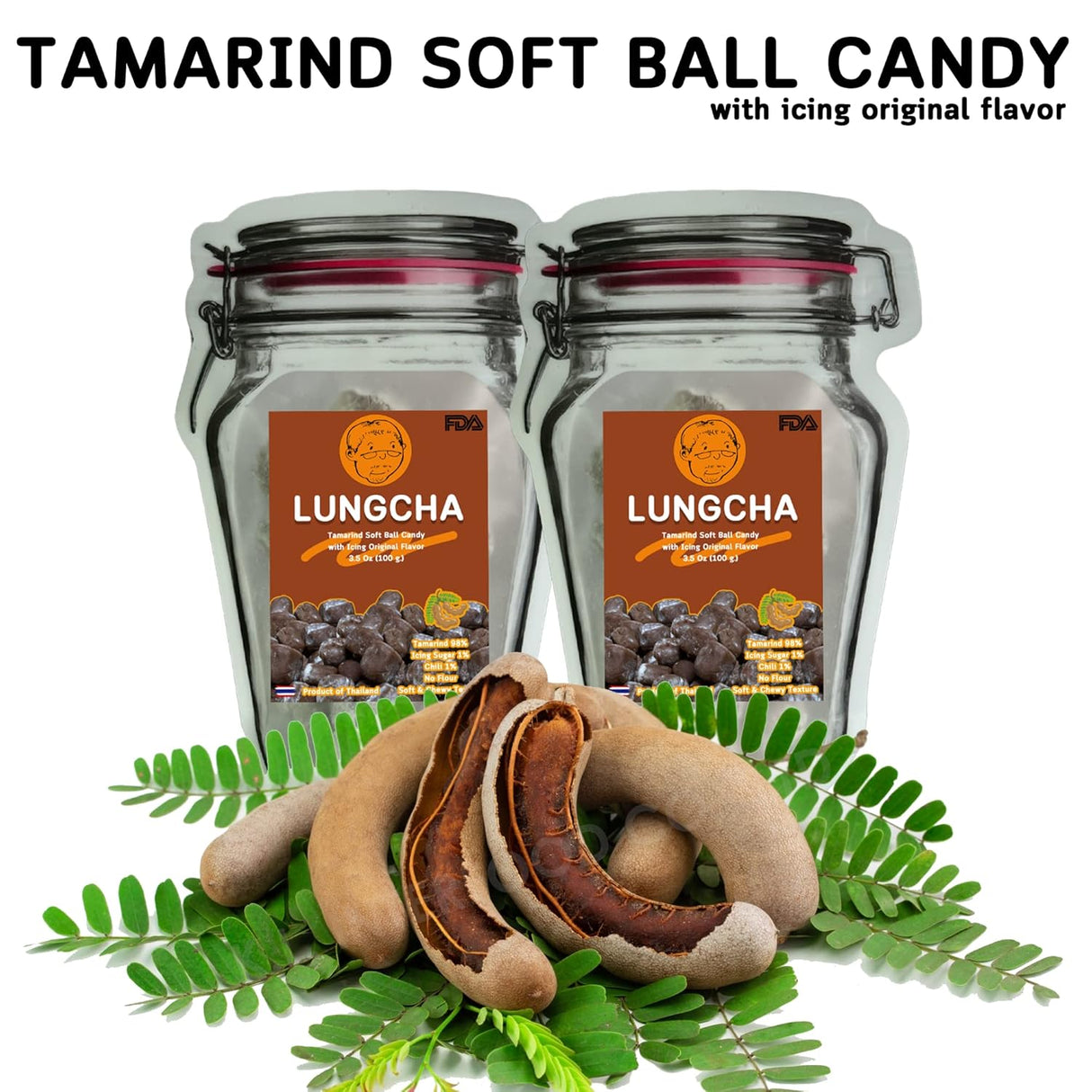 Caramelo Picante agridulce LUNGCHA, Tamarindo Tailandés 2x100g