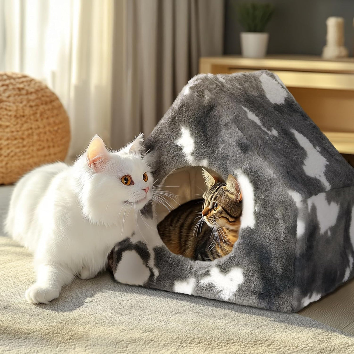 Cueva para Gatos ComSaf - Casa de Invierno, Lavable, Plush
