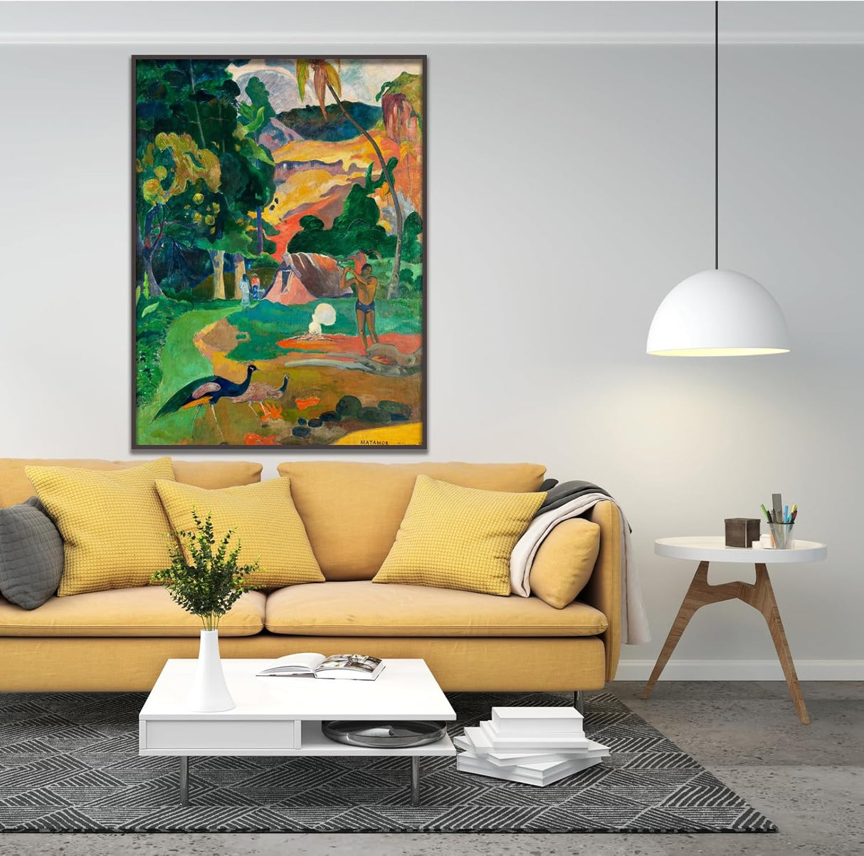 Póster de Paisaje con Pavos Reales de Paul Gauguin Sin Marco