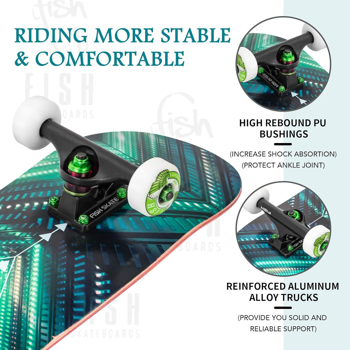 Patineta Completa 31''x8'', Madera de Arce, Doble Kick